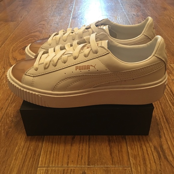 PUMA Basket Platform Rose Gold Toe Women’s Shoes - Picture 3 of 6